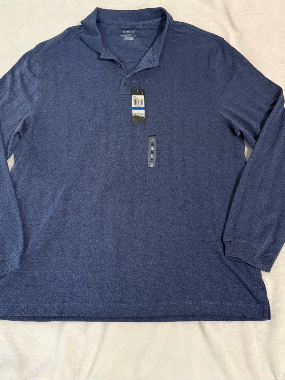 Van Heusen Men's Long Sleeve Polo in Navy Heather NWT X-LARGE